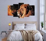 Quadro Decorativo Jesus Leão de Judá - Kit 5 Peças Mosaico Religioso Premium - imagem 3