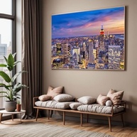 Quadro Decorativo Nova York Noturno com Moldura - Imagem 4K para Sala e Quarto - imagem 2