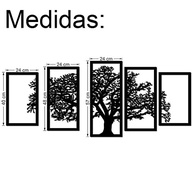 Quadros Decorativos Arvore da Vida Mosaico - 5 Peças em Preto para Sala e Quarto - imagem 3