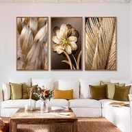 Kit com 3 Quadros Decorativos 30x50 cm Floral Rústico Vintage com Moldura - Ideal para Sala, Quarto e Hall - imagem 1