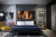 Quadros Decorativos Religiosos Leão de Judá 130x60cm - Moldura Preta com Vinil Brilhante - imagem 3
