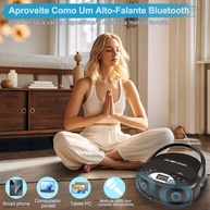 Elyblo CD Player Portátil: Som de Alta Fidelidade, Rádio FM/AM, Bluetooth e Microfone - imagem 4