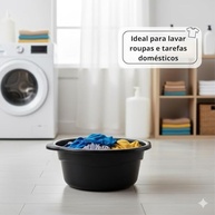 Bacia Redonda em Plástico 35L - Preto | Ideal para Limpeza Doméstica e Uso Versátil - imagem 4