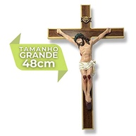 Crucifixo de Parede em Madeira com Cristo em Alto Relevo - 48cm | Decoração Sagrada com Acabamento Premium - imagem 5