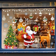 Adesivos de Janela de Natal Fofos - Papai Noel, Renna, Árvore e Floco de Neve | Decoração Reutilizável para Casa e Escritório - imagem 1
