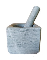 Pilão de Pedra Sabão Resistente - Quadrado com Socador para Cozinha - imagem 1