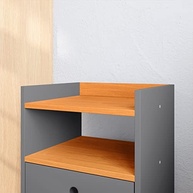 Mesa de Cabeceira Dream com 2 Gavetas e Design Retrô - Cinza/Cinamomo - imagem 5