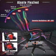 Cadeira Gamer RGB Python Fly com Iluminação RGB, Encosto Reclinável e Design Ergonômico para Jogos e Trabalho (Vermelho) - imagem 4