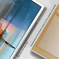 Quadro Decorativo com Moldura Sala 130x90 Abstrato Riscos Azul Laranja Luxo Grande Horizontal - Arte Moderna para Ambientes Elegantes - imagem 3