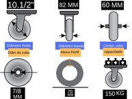 Roda Maciça 350-4 10.1/2" com Rolamento 7/8": Durabilidade e Desempenho Superior - imagem 2