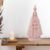 Imagem Nossa Senhora Aparecida Rosa em Gesso 21cm - Escultura Religiosa com Acabamento Detalhado - imagem 4