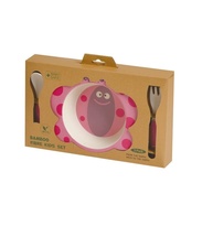 Kit Alimentação Borboleta 3 Peças Eco Girotondo Baby - Rosa e Branco - imagem 4