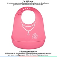 Buba Babador de Silicone com Pega Migalhas - Menina Rosa | Proteção e Estilo para Bebês - imagem 4