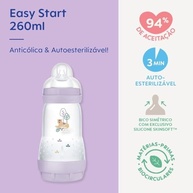 MAM Baby Easy Start 260ml - Mamadeira Anticólica com Bico Skinsoft Rosa - imagem 5