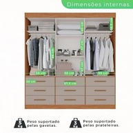 Guarda-Roupa Casal 3 Portas 9 Gavetas com Espelho - Design Moderno e Espaçoso - imagem 5