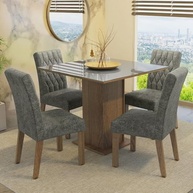Conjunto de Jantar com Mesa de Vidro e 4 Cadeiras Rustic Cinza - Anaju Madesa - imagem 2