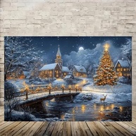 Arte de Parede Vintage Véspera de Natal 30x45cm - Tela Rústica Sem Moldura para Decoração de Casa e Escritório - imagem 3