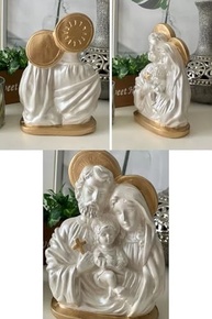 Estátua da Sagrada Família em Gesso Dourado e Branco - 15 cm | Decoração Religiosa Elegante e Significativa - imagem 5