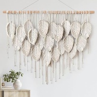 Tapeçaria de Macramê Boho Folhas Bege - Decoração de Parede Feita à Mão para Quarto e Sala - imagem 2