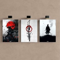 Kit 3 Quadros Decorativos Samurai - Arte Japonesa Ninja Katana 40x28cm - imagem 4