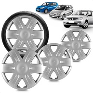 Kit 4 Calotas Sandero Logan Scenic Aro 15 Prata Grid - Design e Proteção - imagem 1