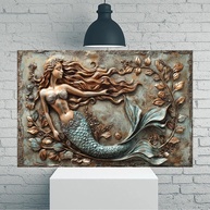 Pôster Mermaid Among Seaflora - Arte de Parede em Tela Rústica Vintage 30x45cm | Decoração Moderna para Casa e Escritório - imagem 1