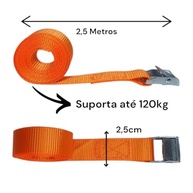 Cinta de Amarração 2,5m x 2,5cm para Carga 120kg com Fivela de Alumínio Segura - imagem 3