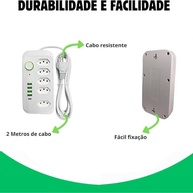 Filtro de Linha Premium: 5 Tomadas, 4 USB, 1 USB-C, Cabo 2m, 2500W - Segurança e Praticidade Total! - imagem 4