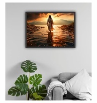 Quadro Decorativo Jesus Sobre Águas com Moldura Preta A3 - Transforme Seu Ambiente com Fé e Estilo - imagem 3
