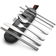 Conjunto de Talheres de Acampamento DEVICO - 8 Peças em Aço Inoxidável com Estojo Portátil - imagem 2