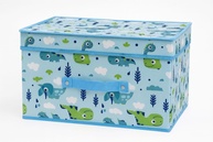 Caixa Organizadora Infantil com Tampa Estampa Dinossauros Azul - Dobrável para Brinquedos - imagem 1