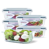 House Organizer Kit - 5 Potes de Vidro Retangular com Tampa Hermética 640ml - Cor: Azul - imagem 2