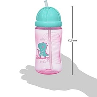 Garrafa Dino Patinete Rosa 400ml - Buba com Canudo em Silicone e Tampa Retrátil - imagem 4