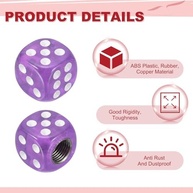 Tampas de Válvula de Pneu em Formato de Dado Roxo - Pacote com 4 Unidades Universais - imagem 4