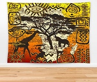 Tapeçaria Afro-étnica 150x100cm - Mapa da África com Símbolos Tribais - Decoração de Parede Moderna e Versátil - imagem 5