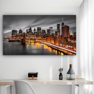 Arte de Parede Tela Rústica com Paisagem Urbana Noturna - Pôster 30,5x61cm para Decoração Moderna - imagem 1