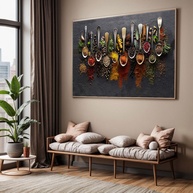 Quadro Decorativo com Moldura Colheres Tempero - Impressão 4K para Sala e Cozinha - imagem 1