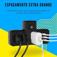 Extensão Elétrica 3 Tomadas + 3 USB (1 Tipo-C) - Régua de Energia Compacta e Adaptador Inteligente para Casa, Escritório e Viagem (Preto) - imagem 5