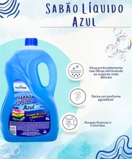 Sabão Líquido Lava Roupas Azul Galão 5L - Tira Manchas, Fragrância Suave e Alto Rendimento - imagem 3