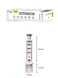Torre de Tomadas Preta 20A com 3 USB + USB-C Embutir Mesa Escritório - imagem 5