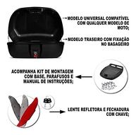Bauleto Moto 45L Pro Tork Smart Box: Segurança e Estilo para 2 Capacetes (Vermelho Refletor) - imagem 4