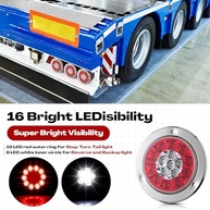Kit 12 Luzes Traseiras LED Redondas 10cm para Reboque - 16 LEDs, IP67, Freio, Ré e Seta - imagem 4
