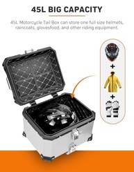 Baú Porta-Malas Moto 55L Alumínio Impermeável com Trava e Suporte Universal - imagem 5
