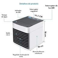 Mini Climatizador Portátil USB com Umidificação, Ventilação e Luz LED - Ideal para Mesa e Ambientes Pessoais - imagem 3