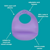 Vital Baby Nourish Babador de Silicone com pega migalhas, 1 unid (Roxo - Fizz) - imagem 5