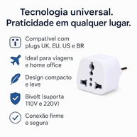 Adaptador Universal de Tomada: Conecte Globalmente UK/EU no Brasil Bivolt! - imagem 4