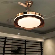 Ventilador de Teto Retrátil Woodline Dourado Madeira Disoma 78W com LED Multicolor | Controle Remoto | Silencioso | Bivolt - imagem 5