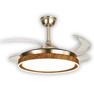 Ventilador de Teto Retrátil Ébano Dourado 78W LED Multicolor Silencioso com Controle Remoto - imagem 1