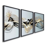 Quadro Decorativo Abstrato Linhas Curvas Moderno com Vidro - 60x90cm Preto - imagem 2