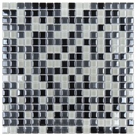 Pastilha de Vidro Miscelânea Metal 30x30cm 1,5x1,5 cm - Preto/Branco/Cinza - imagem 2